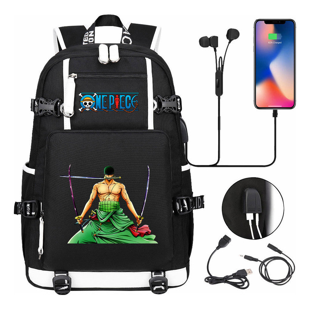 Pirate King Lufei Printed Youth Student Backpack With Large Capacity Leisure Travel Backpack