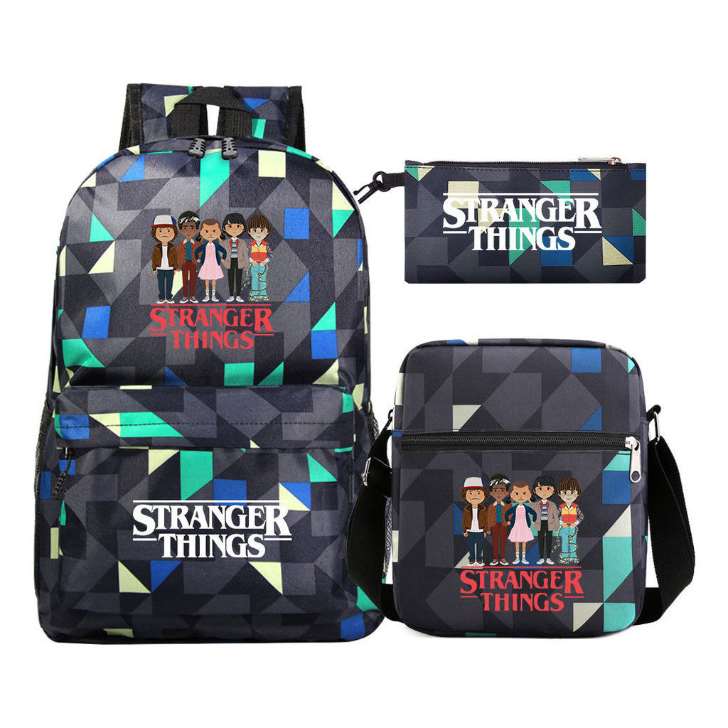 Strange Story Starry Sky Printed Youth Student Backpack 3-piece Set For Men And Women, Backpack Set