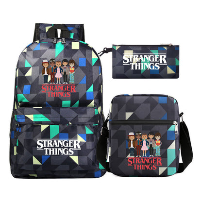 Strange Story Starry Sky Printed Youth Student Backpack 3-piece Set For Men And Women, Backpack Set
