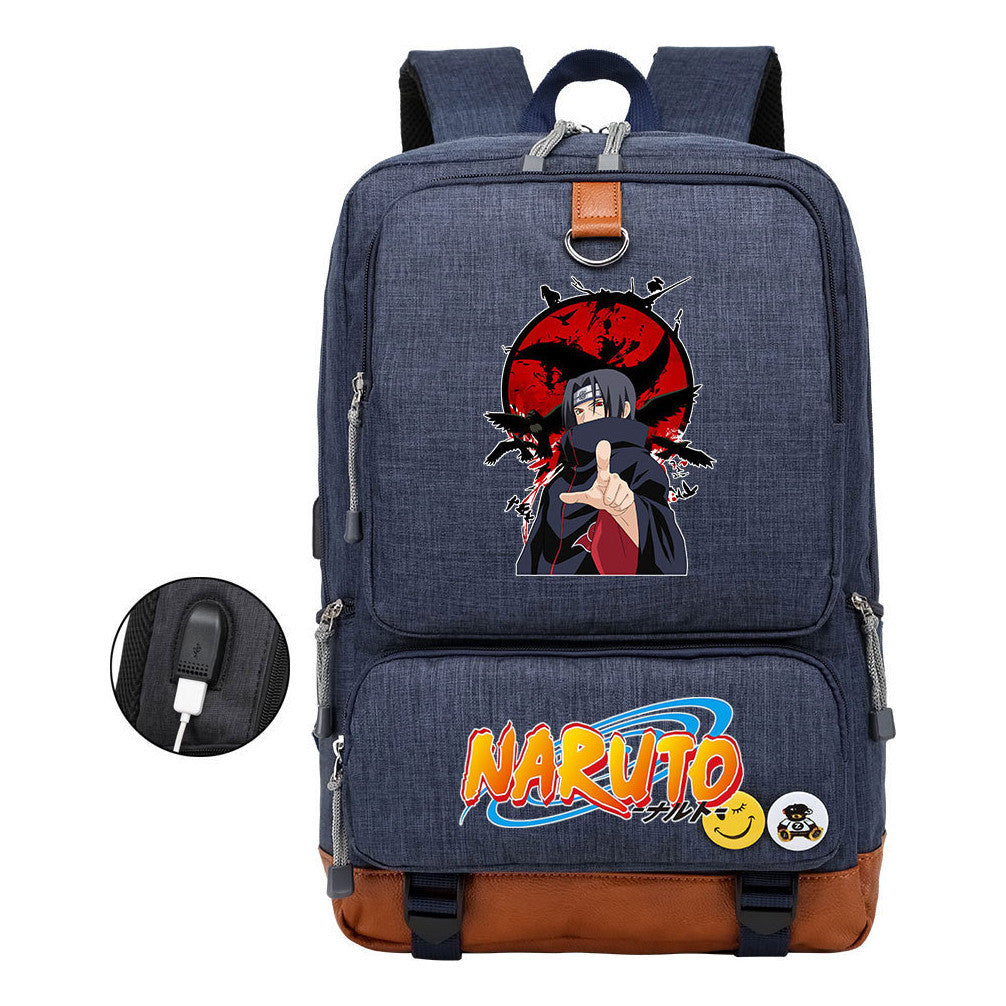 Naruto Print Usb Youth Backpack Leisure Travel Backpack