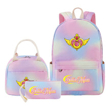 Anime Beauty Girl Warrior Youth Student Girl Schoolbag Lunch Bag Three Piece Set Backpack Set