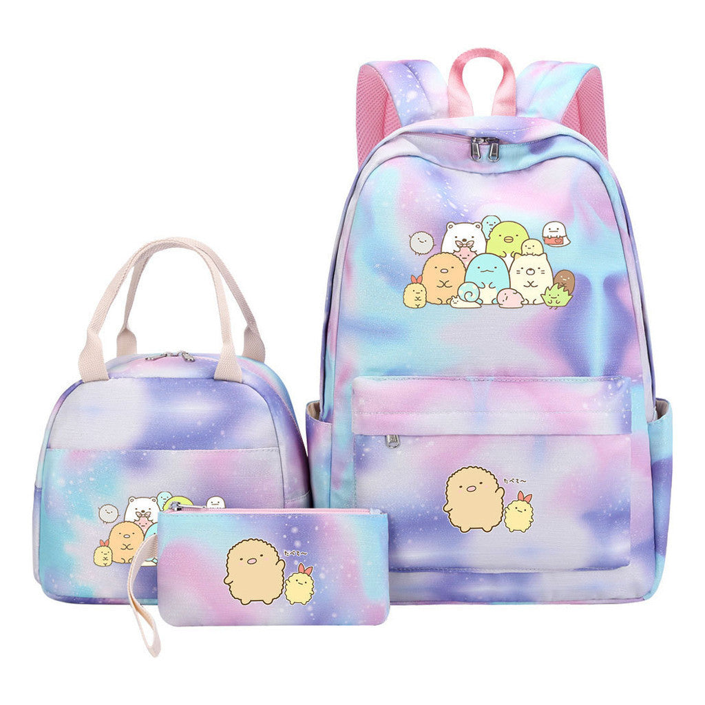 Game Corner Biology Youth Student Girls School Bag Lunch Bag Three Piece Set Backpack Set
