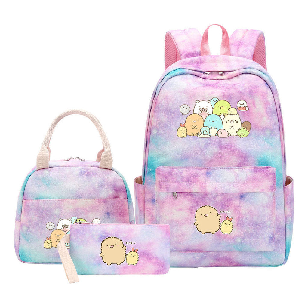Game Corner Biology Youth Student Girls School Bag Lunch Bag Three Piece Set Backpack Set