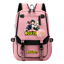 My Heroes Academy Usb Student Backpack For Boys And Girls, Casual Weaving Ribbon Flip Back Backpack