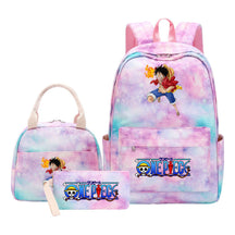 Cartoon Manga Pirate Wang Qing Student Girls School Bag Lunch Bag Three Piece Set Backpack Set