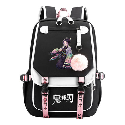 Cartoon Fashion Usb Youth School Bag For Boys And Girls Casual Ribbon Flip Backpack