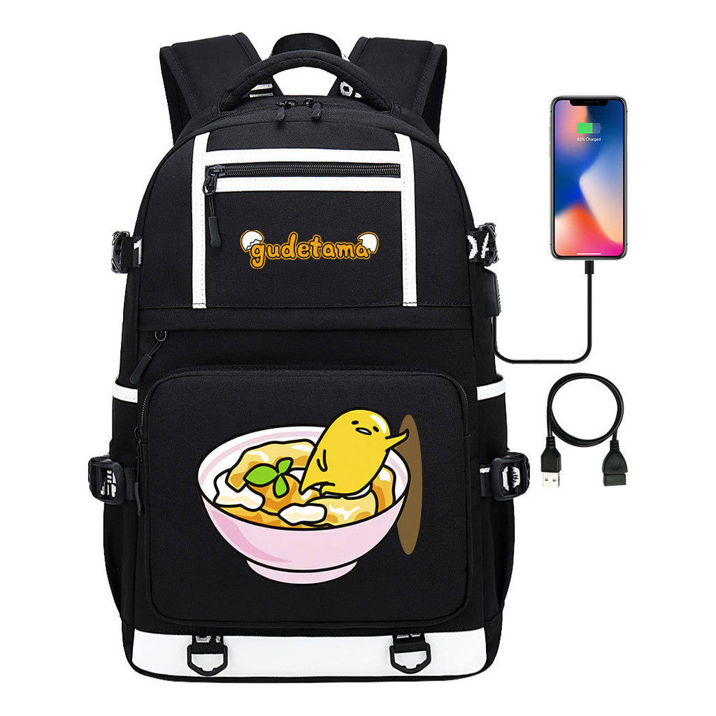 Cartoon Cartoon Lazy Egg Usb Student Backpack Backpack Leisure Travel Bag