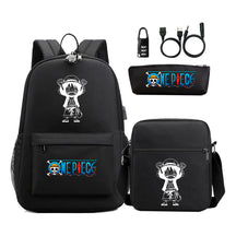 Cartoon Pirate King Usb Password Lock Youth Student School Bag Three Piece Set For Boys And Girls Backpack Set