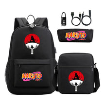 Naruto Usb Password Lock Youth Student Backpack Three Piece Set Backpack Set
