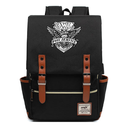 School Of Witchcraft And Wizardry Youth Student Backpack Usb Men's And Women's Leisure Belt Buckle Backpack