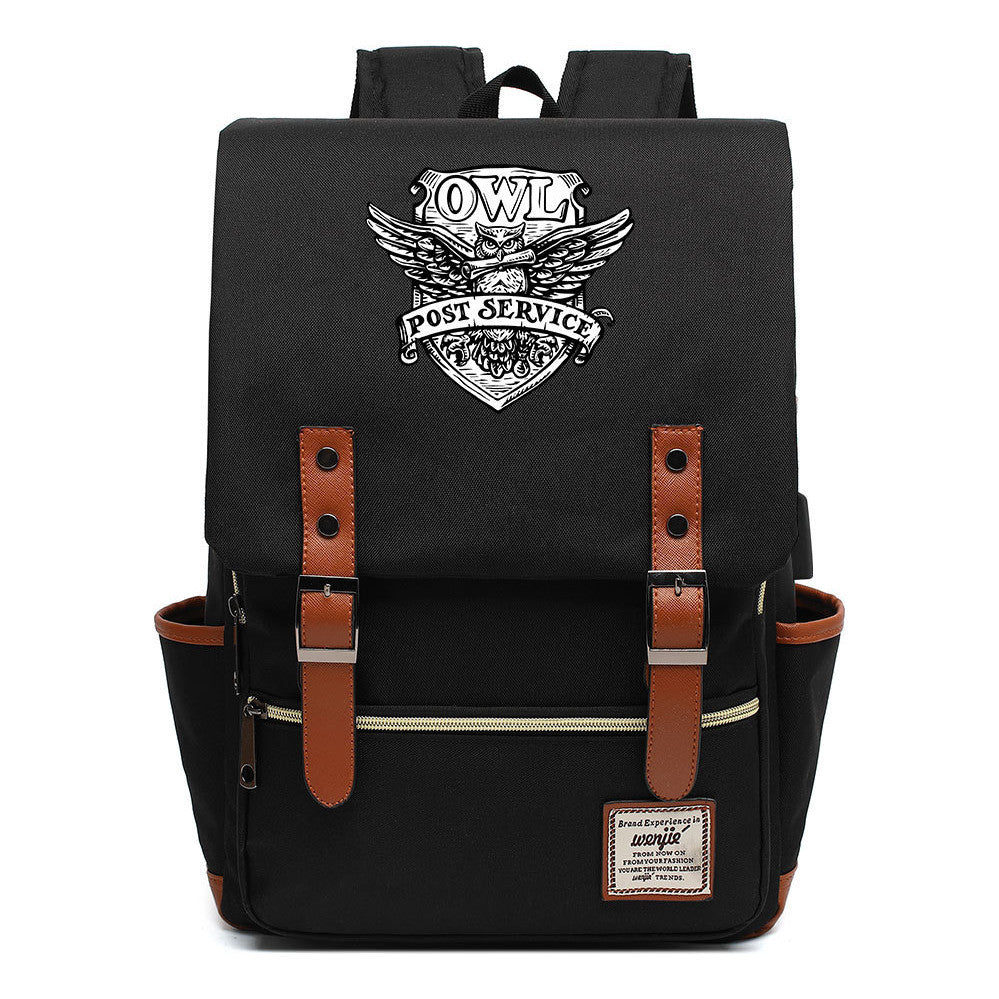 School Of Witchcraft And Wizardry Youth Student Backpack Usb Men's And Women's Leisure Belt Buckle Backpack