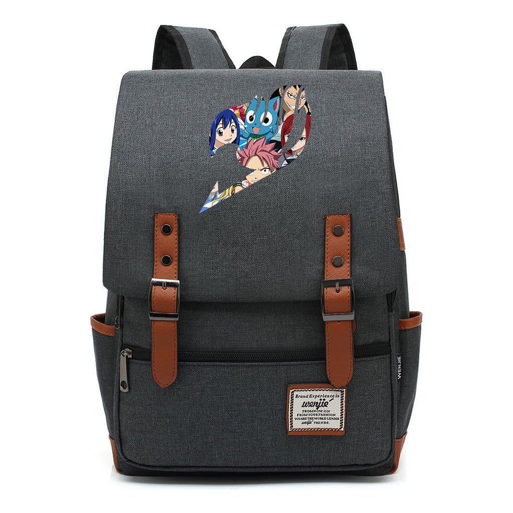 Printed Youth Student School Bag Casual Belt Buckle Classic Backpack