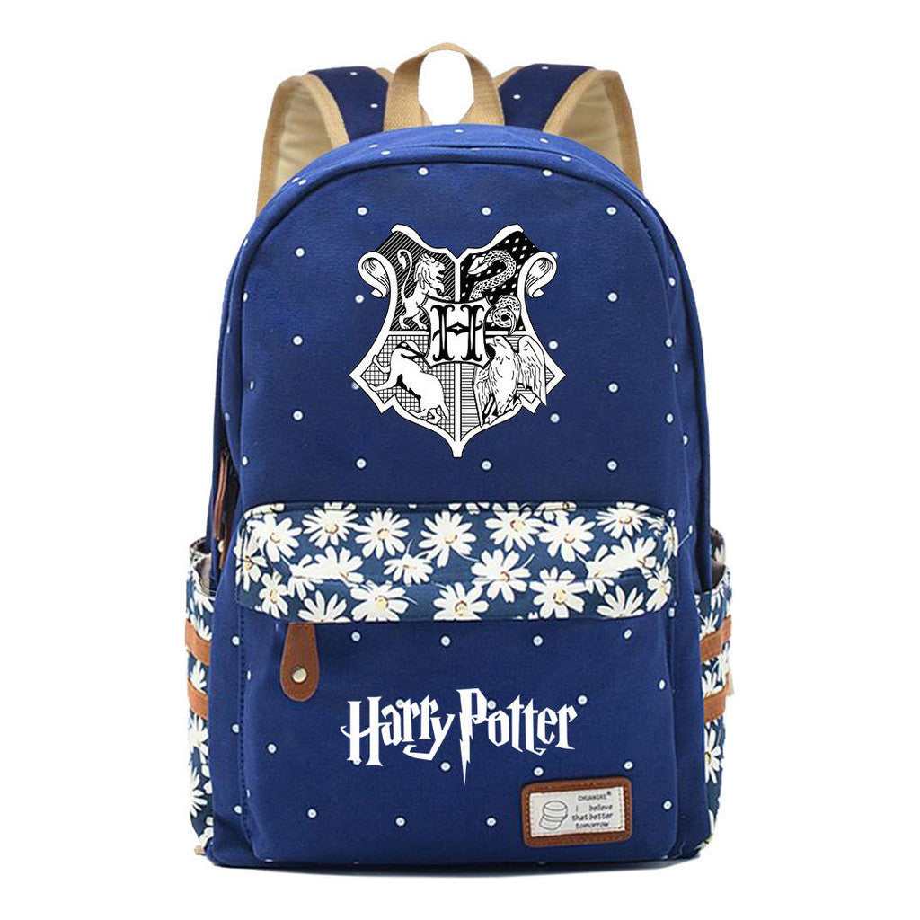School Of Witchcraft And Wizardry Youth Student Backpack, Floral Canvas, Female Backpack