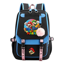 Super Mario Printed Usb Backpack For Men And Women, Casual Woven Strap Flip Back Backpack