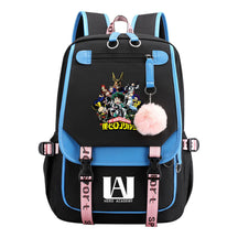 My Heroes Academy Usb Youth Student Backpack For Boys And Girls, Casual Woven Strap Flip Back Backpack