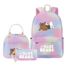 Cartoon Cute Three Bears Youth Student Girls School Bag Lunch Bag Three Piece Set Backpack Set