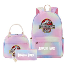 Jurassic Park Dinosaur Youth Student Girls School Bag Lunch Bag Three Piece Set Backpack Set