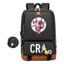 Football Star Cristiano Ronaldo Printed Usb Youth Primary And Secondary School Backpack For Boy And Girl's Leisure Travel Backpack