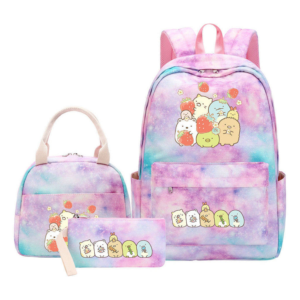 Game Corner Biology Youth Student Girls School Bag Lunch Bag Three Piece Set Backpack Set