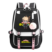 My Heroes Academy Usb Student Backpack, Casual Woven Strap Flip Back Backpack