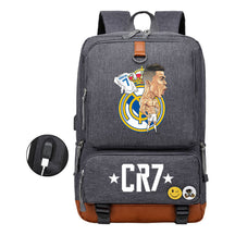 Football Star Cristiano Ronaldo Printed Usb Student Backpack For Leisure Travel Backpack