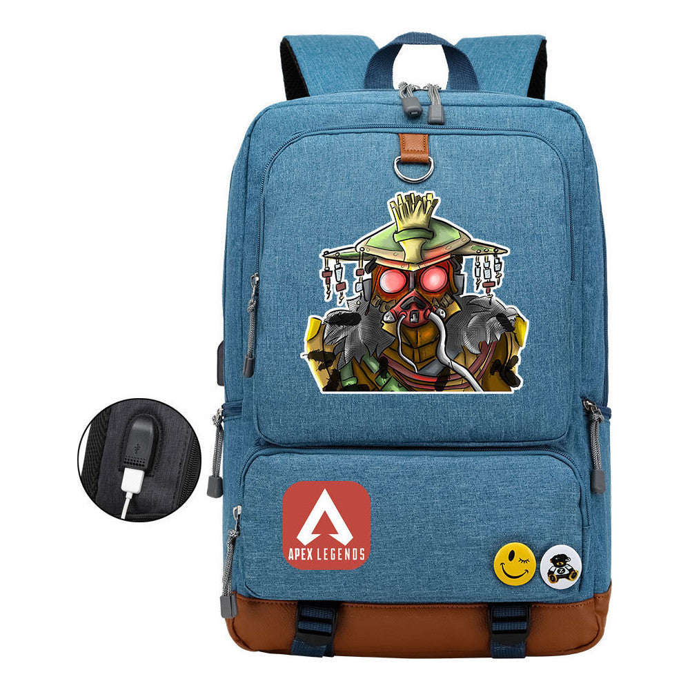 Apex Hero Print Usb Youth School Bag Leisure Travel Backpack