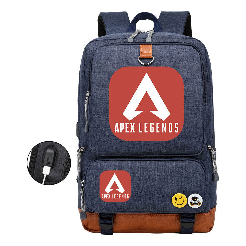 Apex Hero Print Usb Youth School Bag Travel Backpack