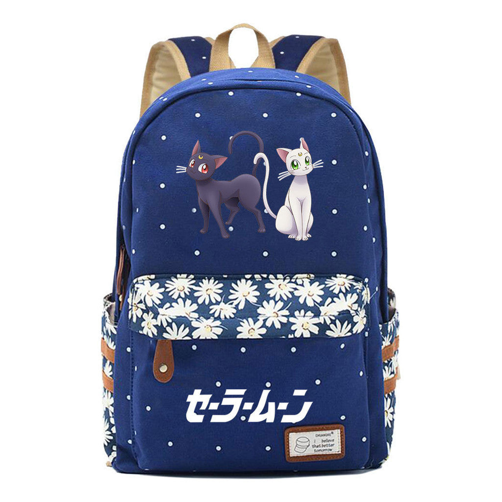 Anime Beauty Girl Warrior Student School Bag Fragmented Flower Boy's And Girl's Leisure Backpack