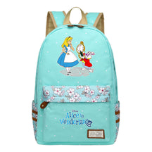 Anime Cartoon Cheshire Cat Print Youth Student Backpack With Floral Casual Backpack