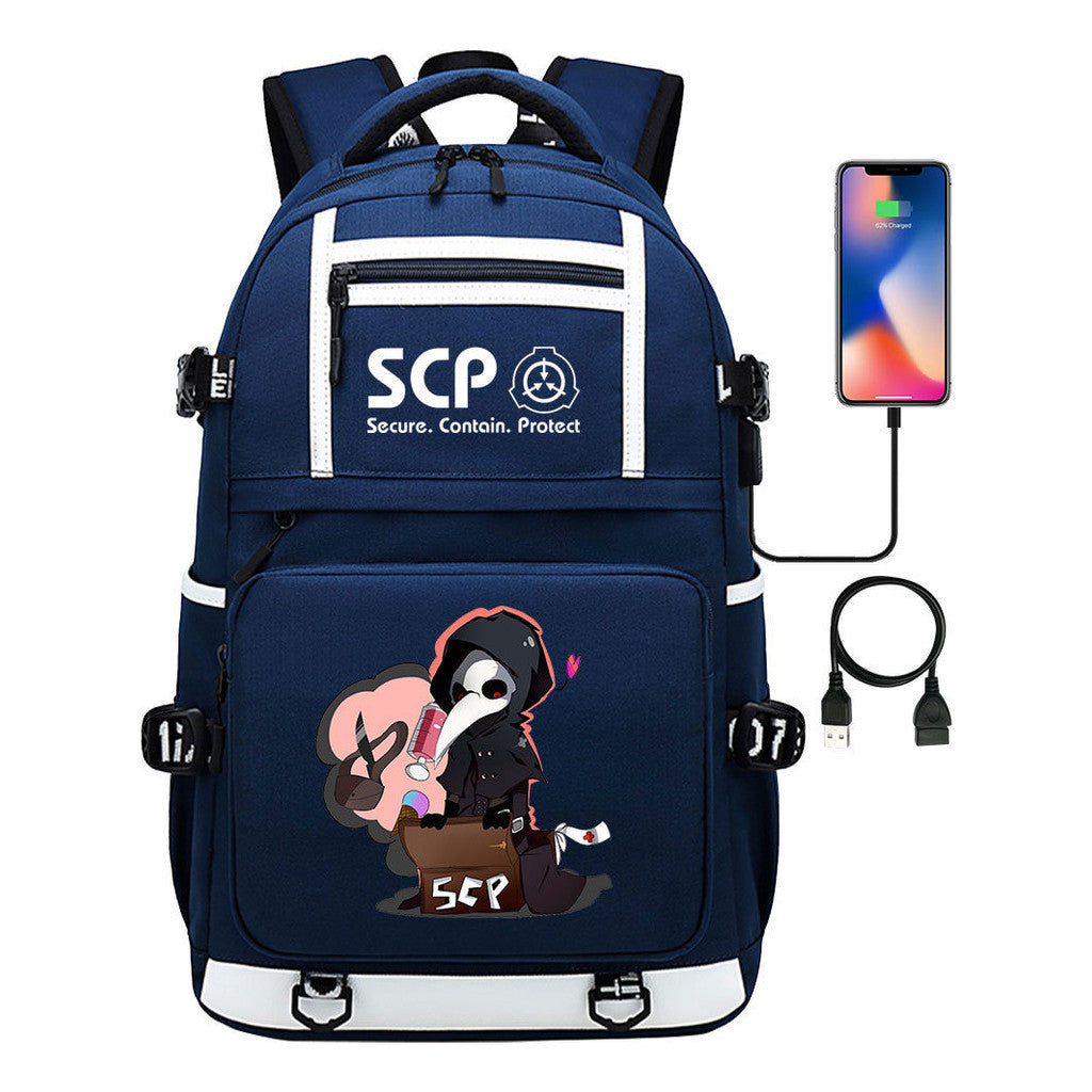 Printed Usb Youth School Bag Leisure Travel Backpack