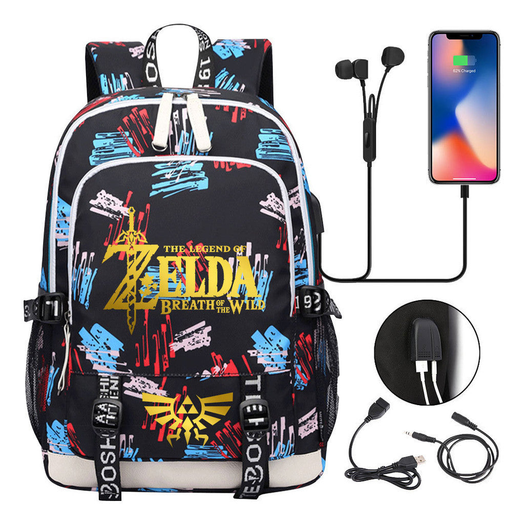 Golden Selda Kingdom Tears Usb Youth Student Backpack Men's And Women's Leisure Sports Backpack