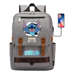 Anime Star Baby Stitch Printed Youth Student School Bag Casual Magnetic Buckle Backpack