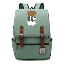 Cartoon Cute Three Bears Printed Youth School Bag For Men And Women Leisure Belt Buckle Classic Backpack