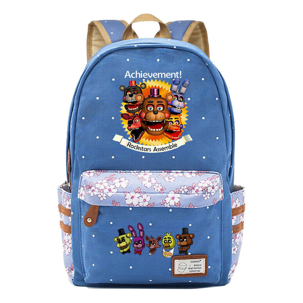 Toy Bear Game, Fashionable Print, Teenage Girl Student Backpack, Casual Canvas Backpack
