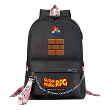Super Mario Printed Usb Youth Student Backpack For Leisure Travel Backpack