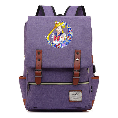 Beautiful Girl Warrior Youth Student School Bag Usb Men's And Women's Leisure Backpack