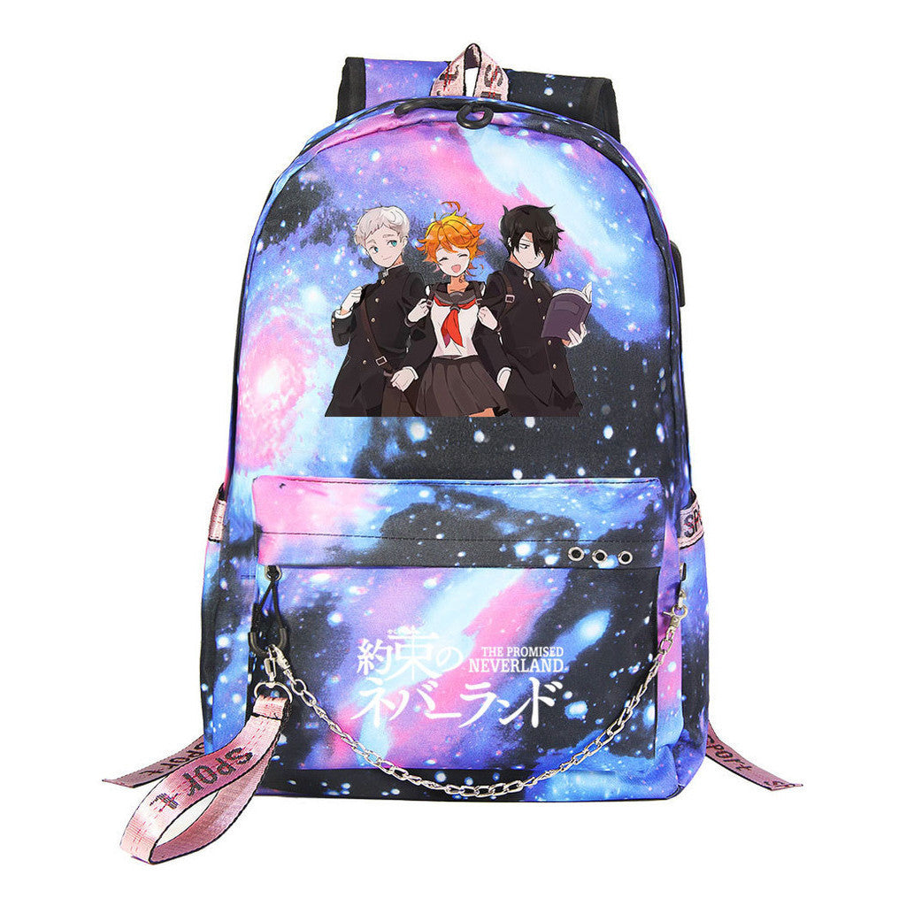 Promised Dream Island Usb Youth Student Backpack For Men And Women Leisure Travel Backpack