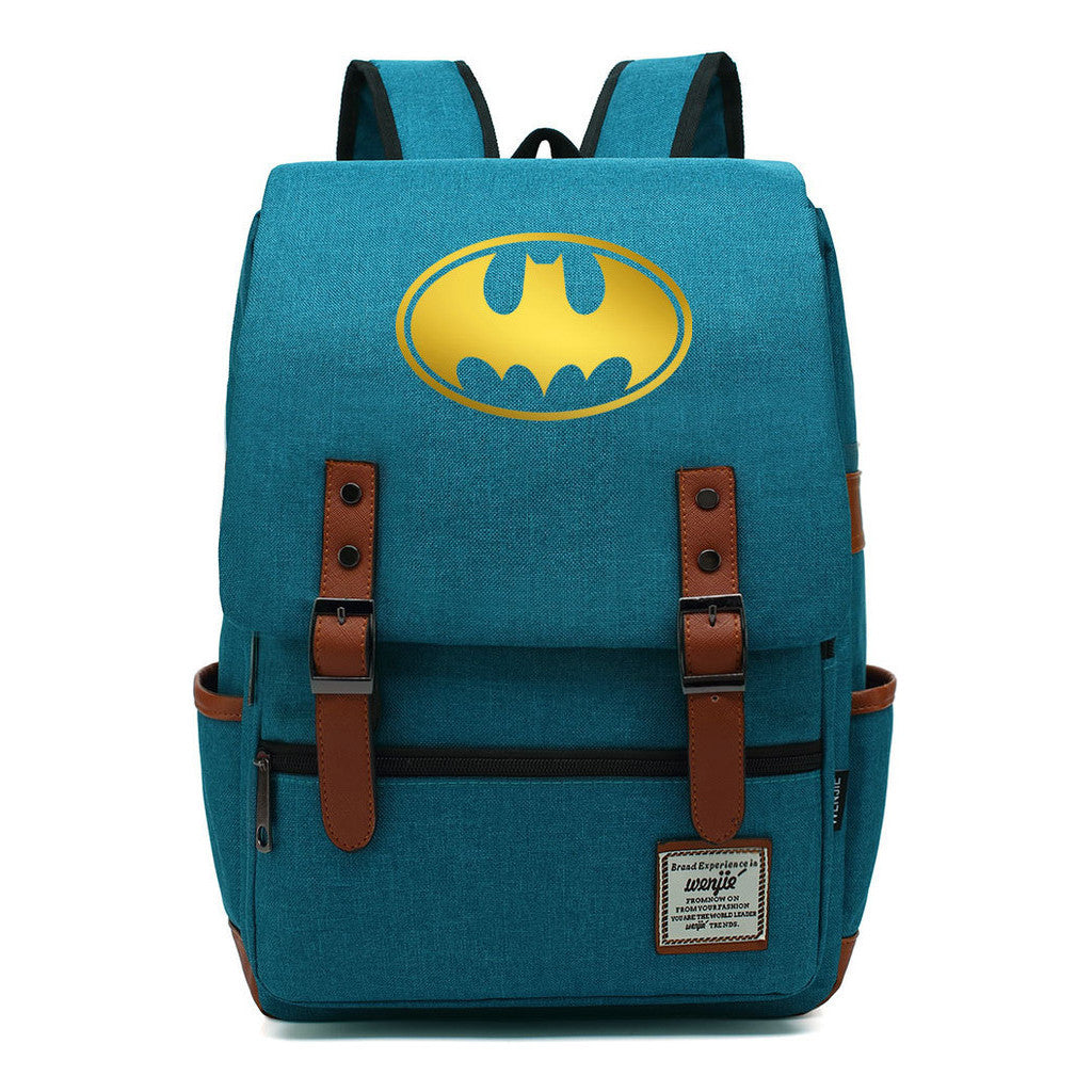 Golden Hero Batman Printed Youth Student School Bag Casual Belt Buckle Classic Backpack