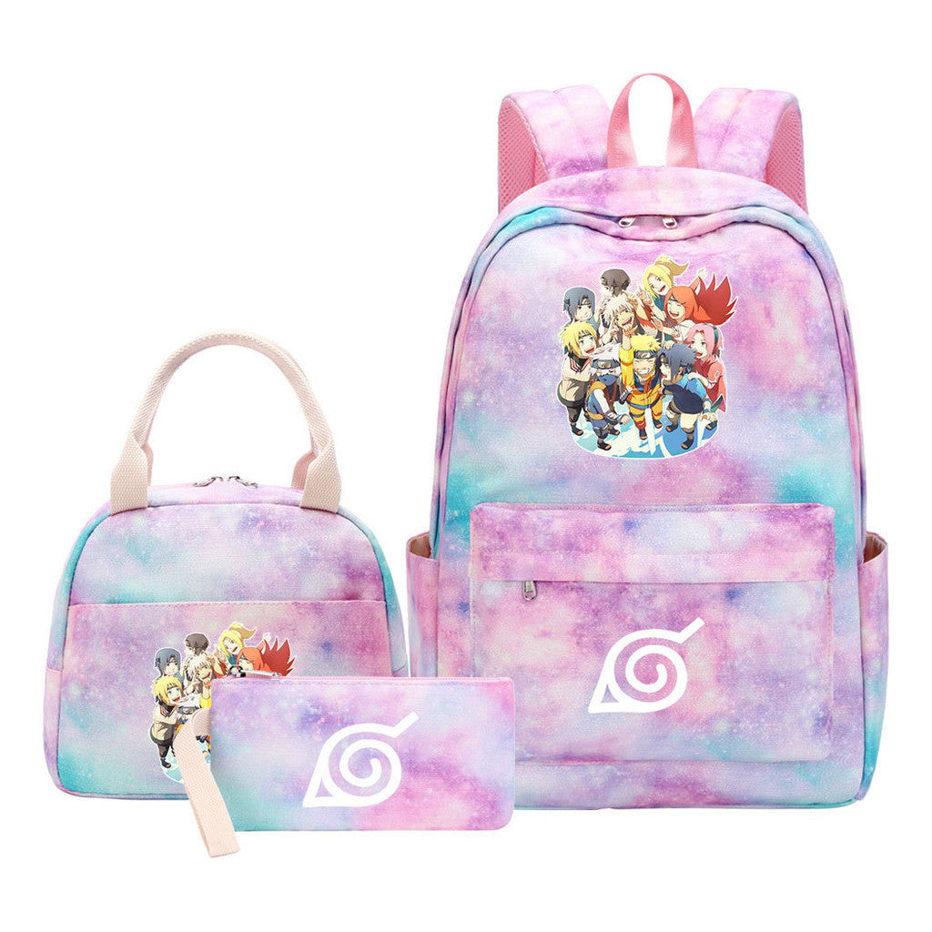 Naruto Student Girl Backpack Lunch Bag Three Piece Set Backpack Set