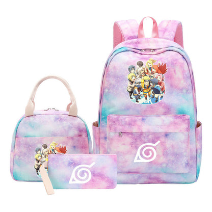 Naruto Student Girl Backpack Lunch Bag Three Piece Set Backpack Set