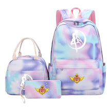 Beautiful Girl Warrior Teenage Girls Backpack Lunch Bag Three Piece Set With Backpack Cover