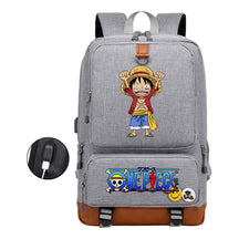 Cartoon Pirate King Print Usb Youth Backpack For Boys And Girls Leisure Travel Backpack