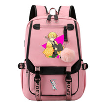 Cartoon Fashion Usb Youth School Bag For Boys And Girls Casual Ribbon Flip Backpack