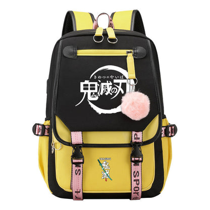Cartoon Fashion Usb Youth Middle School Backpack For Boys And Girls Casual Woven Strap Flip Back Backpack