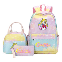 Beautiful Girl Warrior Student Schoolbag Lunch Bag Three Piece Set Backpack Cover