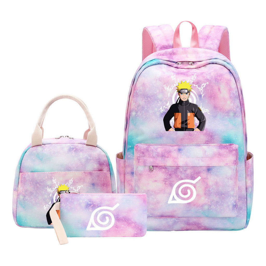 Naruto Youth Student School Bag Lunch Bag Three Piece Set Backpack Set