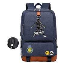 Football Star Cristiano Ronaldo Printed Usb Youth Student Backpack For Leisure Travel Backpack