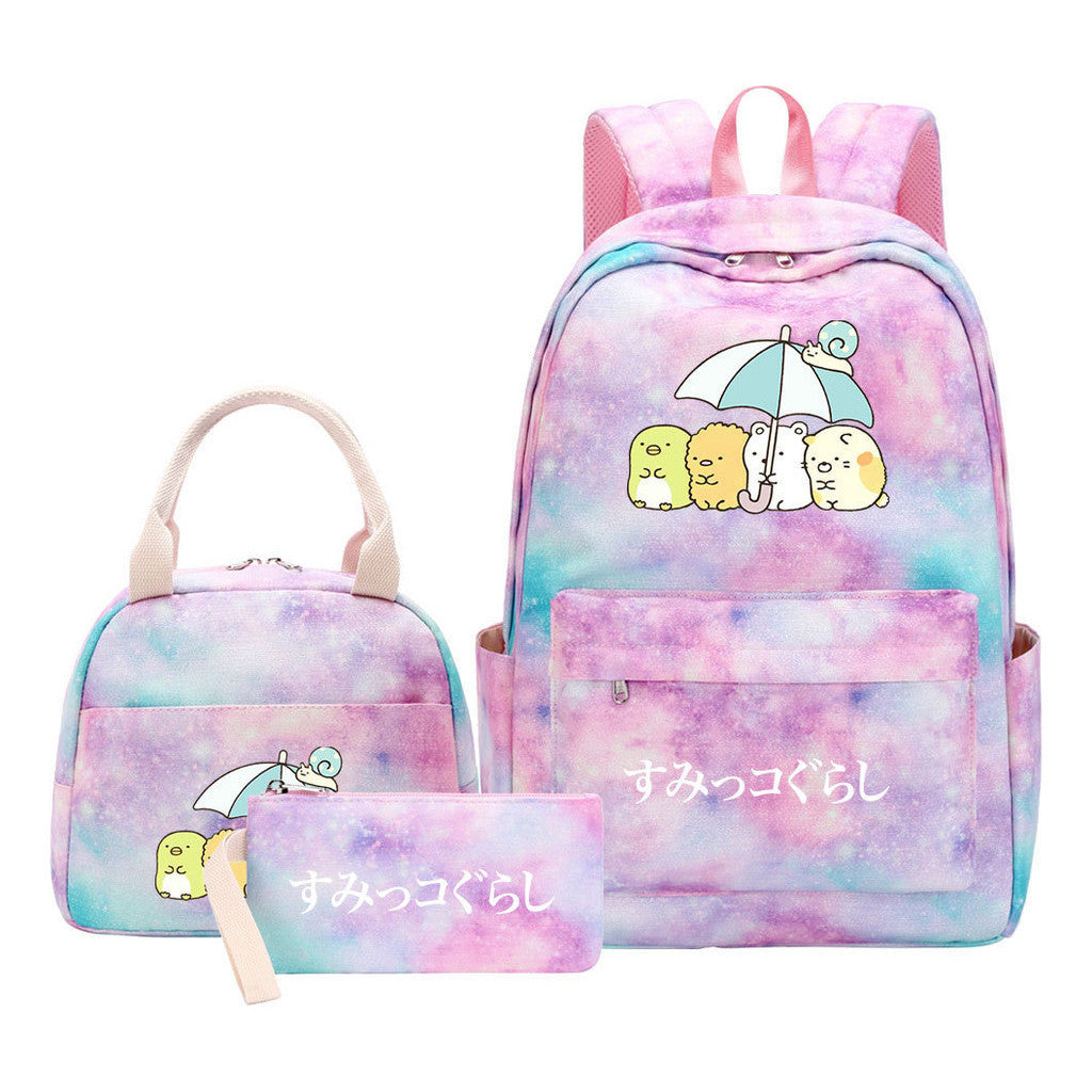 Game Corner Biology Youth Student Girls School Bag Lunch Bag Three Piece Set Backpack Set