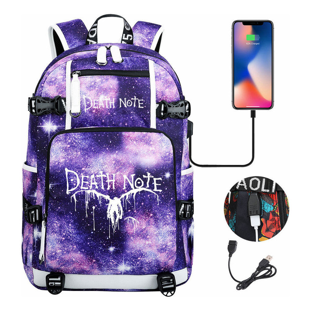 Death Note Usb Youth Student Backpack Leisure Travel Backpack
