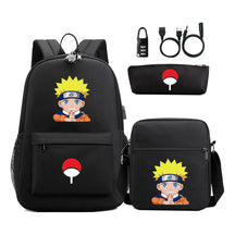 Naruto Usb Password Lock Youth Student Backpack Three Piece Set Backpack Set
